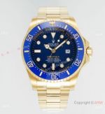 EWE factory Super Clone ROLEX Deepsea 3235 Yellow Gold Blue Dial Oyster Watch